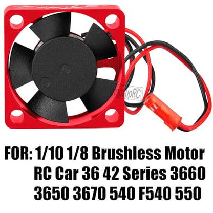 Heatsink High Speed Motor Cooling Fan 28000RPM,30MM Heat Sink with 4.8-8.4V Cooling Fan Upgrades Part for 1/10 1/8 Brushless Motor RC Car 36 42 Series 3660 3650 3670 540 F540 550.Red - color: Red(2PCS)
