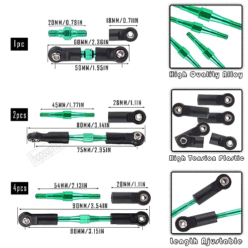 Upgrades for 1/10 Rustler/Slash/Stampede 4x4,RC Shocks&Steel Drive Shaft CVD&Adjustable Turnbuckles Camber Links&A Arm&Caster Block,Steering Blocks,Stub Axle Carriers,Wheel Hex&Hex Hub,Green