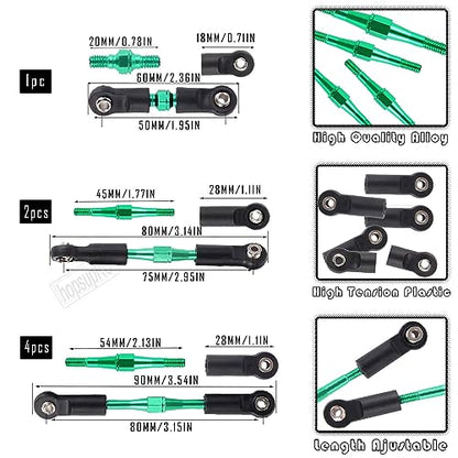 Upgrades for 1/10 Rustler/Slash/Stampede 4x4,RC Shocks&Steel Drive Shaft CVD&Adjustable Turnbuckles Camber Links&A Arm&Caster Block,Steering Blocks,Stub Axle Carriers,Wheel Hex&Hex Hub,Green
