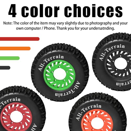 1/10 Short Course Truck Wheel Tires Set - 12mm/17mm Hex, Orange | All-Terrain Tires and Nylon Wheels Compatible with 1/10 Traxxas Slash 4WD 2WD Arrma Senton Axial Losi Redcat RC Buggy, 4-Pack - color: Orange