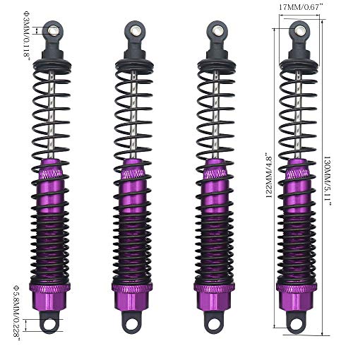 Shock Absorber Damper 130mm Oil Adjustable Alloy Aluminum for RC Car 1/10 Crawler Truck Upgraded Hop-Up Parts HPI HSP Traxxas Losi Axial Tamiya Redcat Himoto Losi(Purple) - color: Purple