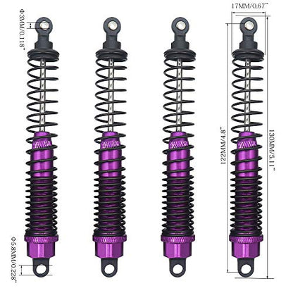 Shock Absorber Damper 130mm Oil Adjustable Alloy Aluminum for RC Car 1/10 Crawler Truck Upgraded Hop-Up Parts HPI HSP Traxxas Losi Axial Tamiya Redcat Himoto Losi(Purple) - color: Purple
