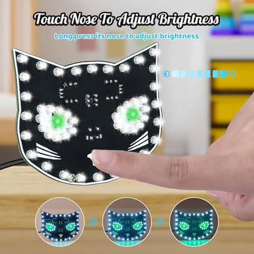 Black Cat Soldering Project, ICSTATION DIY Touch Control LED Cat Soldering Learning Kit With 3 Lighting Modes Brightness Adjustment Soldering Practice Kit for Adults College Students Education