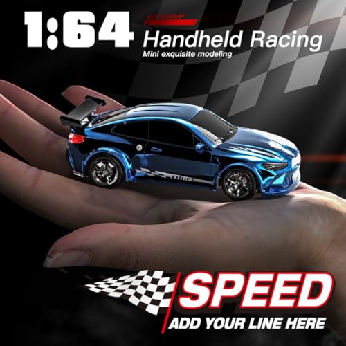 KF20 1:64 Scale Mini Drift RC Car with Full Proportional RTR 2.4GHZ Remote Control for Desktop Racing (Blue) - color: Blue