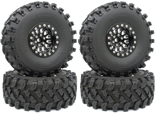 RC 1.9 Beadlock Wheels Negative Offsets 8mm and Tires for 1/10 SCX10 SCX10 SCX10 Pro TRX4 TRX6 Gen7/8 RC Crawler Remote Control Car Upgrades Aluminum 1.9 Beadlock Wheel Rims (Black) DK - color: Black