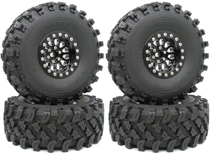 RC 1.9 Beadlock Wheels Negative Offsets 8mm and Tires for 1/10 SCX10 SCX10 SCX10 Pro TRX4 TRX6 Gen7/8 RC Crawler Remote Control Car Upgrades Aluminum 1.9 Beadlock Wheel Rims (Black) DK - color: Black