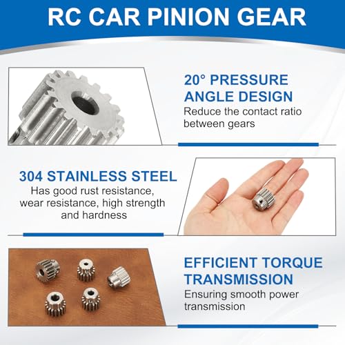 uxcell 2Pcs 1 Mod 17T Spur Gear 5mm Bore, 304 Stainless Steel Pinion Gear, 20°Pressure Angle, for Spur Rack and RC Model Car or Motor DIY(15mm) - size: 1 Mod 17T, 5mm x 15mm
