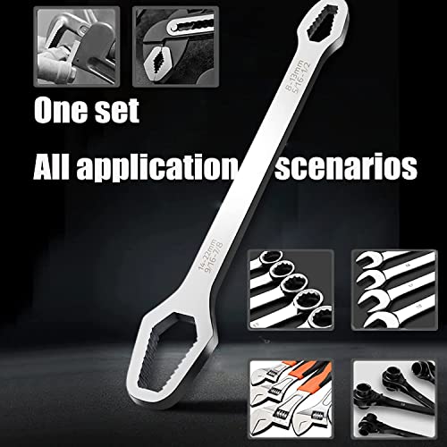 2-Piece Double-Ended Universal Torx Wrench for Diameter 8-22mm Fasteners | Self-Tightening Adjustable Wrench Tools, High-Hardness CR-V Steel Metric Spanner for Light Automotive, Motorcycle, Bike, Home