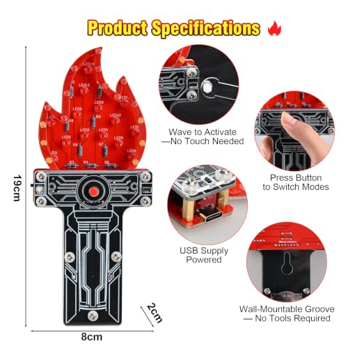 Soldering Practice Kit, DIY Flame Lamp Electronics Project | 4 Lighting Modes & 2 Activation Ways, Wall-Mountable Soldering Project Kit, Creative Desk Decor for Home & Office