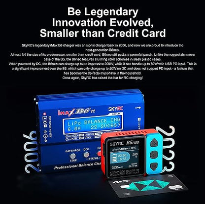 B6 neo B6neo 200W Smart Charger PD 80W for RC Helicopter, Aircraft Li-Polymer/Life/Li-Ion/NiMH/NiCd/Lead Batteries (Mysterious Black)