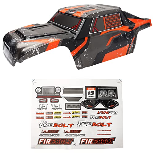 90144 Truck Car Shell Body Cover with Body Decal Spare Parts for 1:12 Bruhless Brushed 901 901A HM124 RC Car Trucks (Orange)