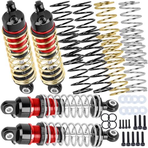 Upgrades Part for 1/18 Granite GROM 1/16 MojaveGrom 1/14 Typhon Grom,Big Bore RC Shocks Absorber Damper,Aluminium Front Rear Assembled Full Metal Shocks,4PCS Red - color: Red(for 1/16 1/18)