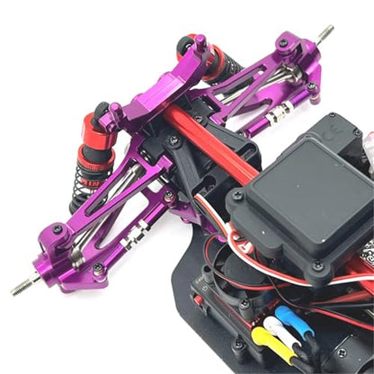 Rc Swing Arms For MJX For Hyper Go 14210 14209 Metal Steering Cup Upper Lower For Swing Arm Set Shock Tower Bracket Body Post RC Car Parts(Purple) - color: Purple
