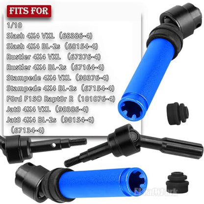 Drive Shaft Axles Upgrades Part for 1/10 4WD Slash/Rustler/Stampede/Jat0 4X4(BL-2s)(VXL),F0rd F15O,RC Front & Rear Steel DriveShaft CVD w/Hex Hops Up,#9051#9052,Navy Blue - color: Navy Blue - (4pcs Driveshafts)