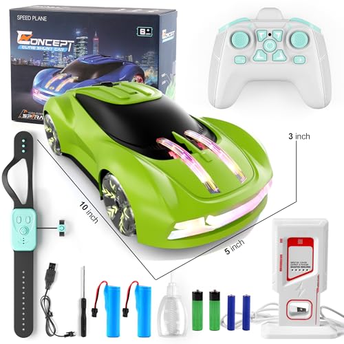Dwi Dowellin Gesture Sensing RC Stunt Car,Drift Remote Control with Light Spray & Music - Boys Toys Age 6-8-12, Cool Birthday Gifts for Kids Age 7 8 9 10 11 12 Years Old(Green) - color: Green