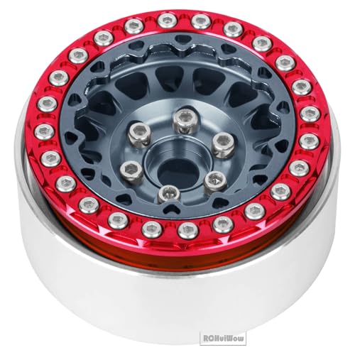 RC 1.9 Beadlock Wheels for 1/10 RC Crawler TRX4 TRX6 SCX10 90046 AX103007 VS4-10 MST CFX RC4WD D90 Red cat Gen8 7,Alloy Aluminium 1.9 rc Beadlock Rims 1.9 rc Wheels,4PCS,Titanium - color: Titanium(4pcs)