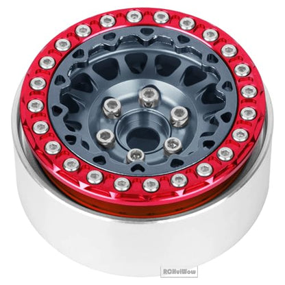 RC 1.9 Beadlock Wheels for 1/10 RC Crawler TRX4 TRX6 SCX10 90046 AX103007 VS4-10 MST CFX RC4WD D90 Red cat Gen8 7,Alloy Aluminium 1.9 rc Beadlock Rims 1.9 rc Wheels,4PCS,Titanium - color: Titanium(4pcs)