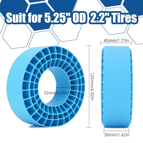 INJORA Silicone Rubber Inserts for 132-134mm (5.25" OD) 2.2" Tires, BL - color: Blue