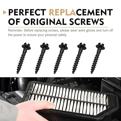 WZP 5PCS Air Box Bolt Screws, BAS01003 GM Air Box Cleaner Intake Retainer Screw, Replace for GM 6509605AA 11549031, Compatible with Dodge, Ram, Chevy (Black)