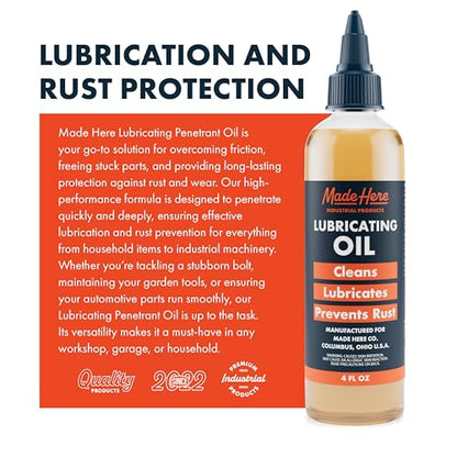 Made Here Co. Multi-use Lubricating Penetrant Oil - High-Performance, Rust Prevention, Non-Toxic Formula, 4oz - Ideal for Home, Automotive, and Industrial Use (Pack of 2) - size: Multipurpose Oil 4 Oz (Pack of 2)