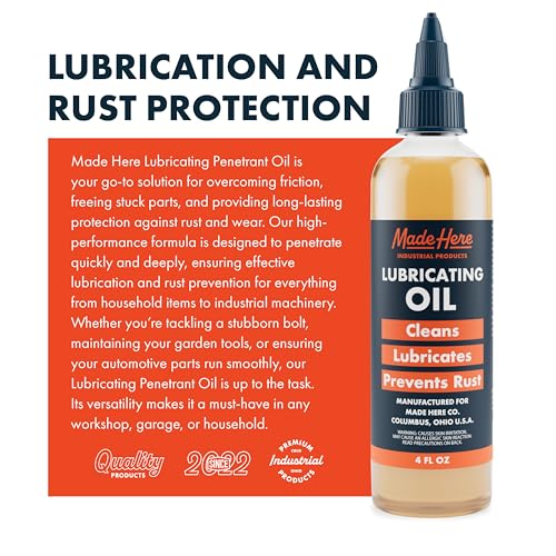 Made Here Co. Multi-use Lubricating Penetrant Oil - High-Performance, Rust Prevention, Non-Toxic Formula, 4oz - Ideal for Home, Automotive, and Industrial Use - size: Multipurpose Oil 4 Oz (Pack of 1)