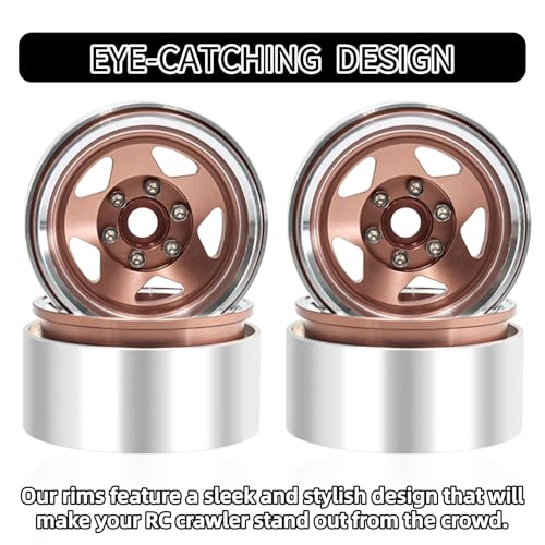 1.9 Beadlock Wheels, 4pcs Brown | Aluminum RC Rims Hub with Positive Offset 12mm Hex for 1/10 RC Crawler Axial SCX10 II III 90046 AXI03007 Traxxas TRX4 TRX6 - color: Five Models-brown