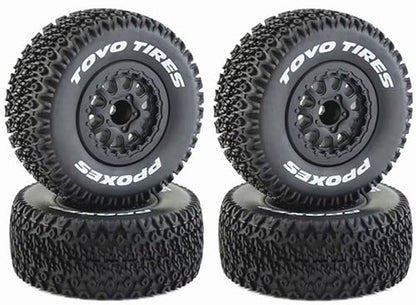 RC Short Course Truck Wheels and Tires with 12mm 14mm 17mm Hex Upgrade Parts for 1/10 Slash 2WD 4×4 Arrma Senton Axial Losi Redcat Rc4wd Hex RC Car.（Black）