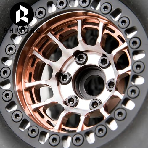 RhinoRC MOZA 1.9 Inch Negative Offset Aluminum Wheel Rim 4PCS Beadlock RC Tires for 1/10 RC Crawler Axial SCX10 RR10 Wraith TRX4 TRX-6 (WH1907) - color: Wh1907