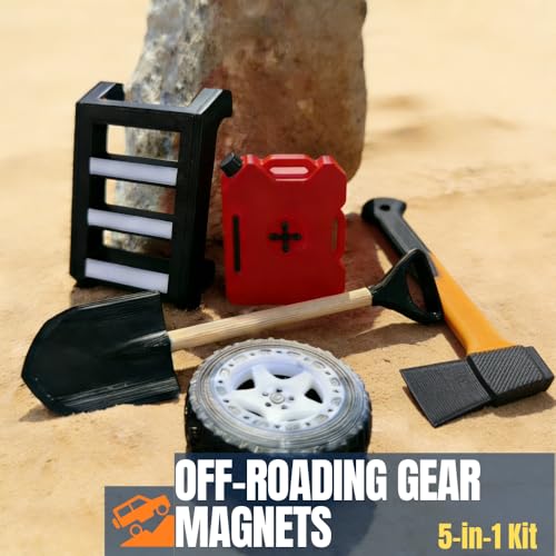 Mini Off-Roading Essential Gear Bumper Magnets,Wobbly Wadder Magnetic Little Ladder 5-in-1 Kit for Offroad Fans, Funny SUV Truck Emblems Sticker - color: Yellow Axe 5in1 Set