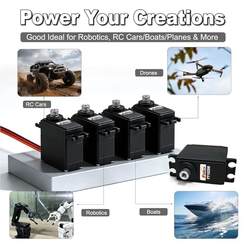 7.4V 10.5KG Metal Gear Digital Servo Motor, High Torque 180 Degree RC Servo for TRX4M, SCX24, 1/10 Scale Cars, Robotics, Boats & Planes, Upgraded Metal Gear System - size: 7.4V 10.5KG-180°