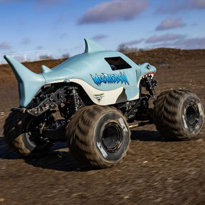 Losi 1/18 Mini LMT Megalodon 2S 4X4 RTR Brushed Monster Truck Battery & Charger Included Blue LOS01026T3 - color: Blue