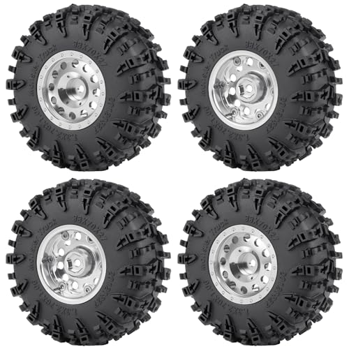 1.3" Aluminium RC Beadlock Wheels and Tires Set for TRX4M SCX24 1/18th 1/24th RC Crawler Car Upgrade Parts (A Style) - color: A style
