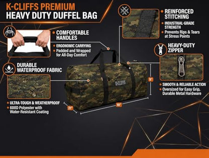 Heavy Duty Cargo Duffel Large Sport Gear Drum Set Equipment Hardware Travel Bag Rooftop Rack Bag - color: Camouflage, size: 30" x 15" x 15"