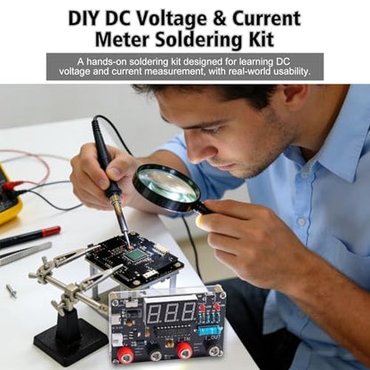 DIY Digital Voltmeter & Ammeter Soldering Practice Kit | DC Voltage Current Meter with LED Display, Test Leads, Dual Power Electronics Kit STEM Learning Project for Teens Adults