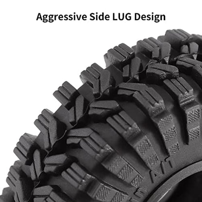 INJORA 1.0 Beadlock Wheel Tires Set -3.78mm Offset for 1/18 1/24 RC, Black - color: Black