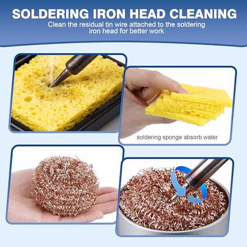 Soldering Tip Cleaning Kit | Include Flux Paste, Tip Tinner, Solder Wick, Iron Tips, Soldering Iron Tips Cleaner, Cleaning Sponge for Electronics Repair