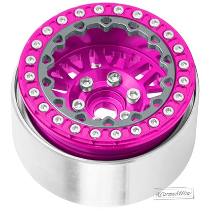 RC 1.9" Beadlock Wheels 1.9 Beadlock Rims for 1/10 SCX10 90046 AX103007 TRX4 TRX6 Gen7 8 D90 VS4-10 MST CFX RC Crawler,Alloy Aluminium 1.9 rc Wheels 1.9 rc Rims w/Wheels Ring,Pink - color: Pink(4pcs)
