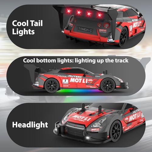 RC Drift Car 1/20 Scale 2.4GHz 4WD Remote Control Cars with Led Lights 22KM/H High Speed &1/28 Scale Gesture Sensing RC Stunt Cars Toys for 6-12 Years Old Boys Girls