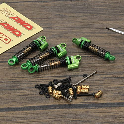 RCAWD for FMS EAZYRC ROC HOBBY FCX24 1/24 & 1/18 Crawlers Shock Absorber Damper Upgrades, Front Rear RC Shocks Parts Aluminum Adjustable # C3002 Green - color: Green