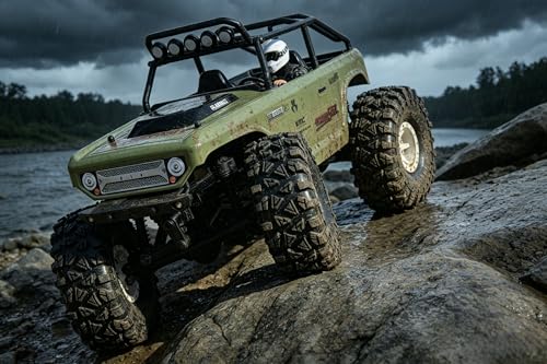 HOBBYSOUL 1.3" RC Crawler Tires - 72mm Griptrek 4-Pack Fits TRX4M SCX24 | Super soft sticky mud tires with foam inserts, upgrade for 1/18 TRX4M High Trail & 1/24 micro off-road RC crawlers