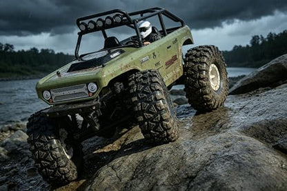 HOBBYSOUL 1.3" RC Crawler Tires - 72mm Griptrek 4-Pack Fits TRX4M SCX24 | Super soft sticky mud tires with foam inserts, upgrade for 1/18 TRX4M High Trail & 1/24 micro off-road RC crawlers