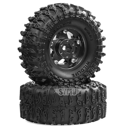 STMU 1.3'' Beadlock Wheel Tires for 1/18 1/24 TRX4M SCX24 FCX18 FCX24 RC Crawler Car (Black) - color: Black
