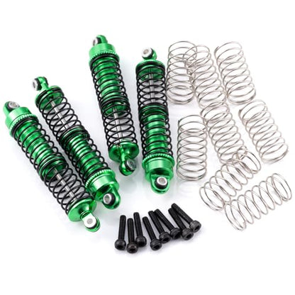 Aluminum Shocks Long Threaded Shock Absorber Front & Rear Full Metal Oil Damper Set Compatible with Traxxas 1/18 LaTrax Teton Desert Prerunner, Replace Parts 7660 7665(4-Pack) (Green) - color: Green