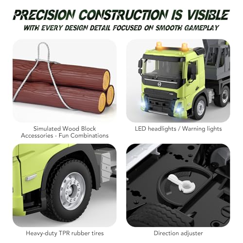 Double E Volvo FMX 1:20 Scale RC Crane Truck - 660° Rotating Console, 2.4GHz Anti-Interference, Realistic Lifting Sounds & LED Work Lights - Construction Toy for Adults - style: RC Crane