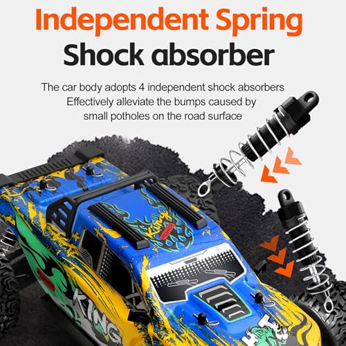 GoolRC WLtoys 164018 1/16 RC Car, 35KPH High Speed Remote Control Car, 2.4GHz 4WD All Terrain Off Road RC Truck with LED Light and 2 Batteries for Adults (Blue) - color: Blue