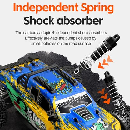 GoolRC WLtoys 164018 1/16 RC Car, 35KPH High Speed Remote Control Car, 2.4GHz 4WD All Terrain Off Road RC Truck with LED Light and 2 Batteries for Adults (Blue) - color: Blue