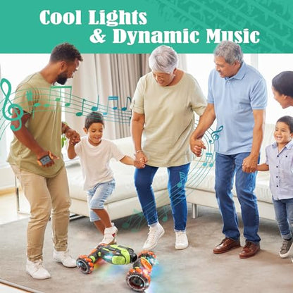 FUNiOi Gesture Sensing RC Stunt Car - Remote & Hand-Controlled Drift Toy for Kids Ages 5-7 6-8 9 10 11 12 Year Old, 4WD, Double-Sided Driving with Lights & Music - style: 4WD