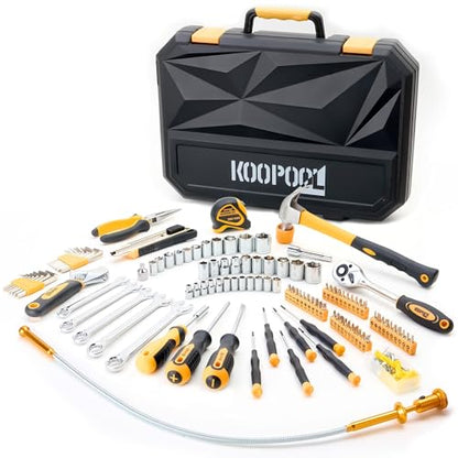 KOOPOOL Tool Set, Tool Box Kit for Mechanic and Car, General Household Home Tool Kit, Basic Tool Kit for Home Auto Repair, with Storage Case - color: Black Yellow