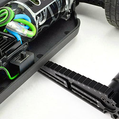 4 in 1 Multi Use 16-32mm RC Ride Height Gauge & 17mm Nut Driver & Turnbuckle Wrench & Screws Length Measurement Tool & Hex Screwdriver Set for 1/8 1/10 RC Cars, Pack of 5