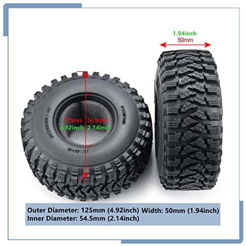 RC Rubber 2.2 Crawler Tires 125MM 4PCS | For 1/10 Scale SCX10 D90 Wraith 90048 90018 RR10, RC Crawler Car, Accessorie
